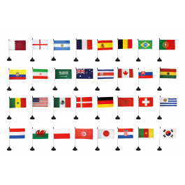 Lot De 32 Mini Drapeaux De Table Pays Du Monde - 21,6 X 21,6 Cm Décoration Bureau