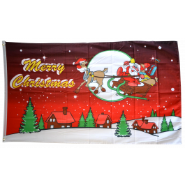 Drapeau De Table Merry Christmas Père Noël Bleu - 10x15 Cm - Socle Plastique - Décoration Intérieure