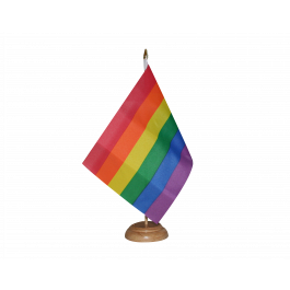 AZ FLAG - Drapeau De Table Arc-en-Ciel 21x14 Cm - Support