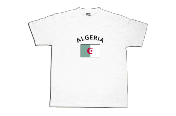 Tee Shirt / T-Shirt Algerie, blanc, Taille XXL, Round-T - maison-des- drapeaux.com
