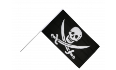 Drapeau Pirate avec deux épées sur hampe - 60 x 90 cm