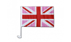 Drapeau de voiture Royaume-Uni Union Jack rose - 30 x 40 cm