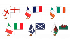 Kit Drapeaux de table Tournoi des Six Nations, mini drapeaux - 15 x 22 cm