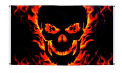 Drapeau de balcon Crâne avec feu - 90 x 150 cm