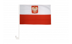 Drapeau de voiture Pologne avec aigle - 30 x 40 cm