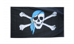 Drapeau de balcon Pirate avec foulard bleu - 90 x 150 cm