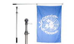 Hampe télescopique d'aluminium pour drapeaux, extensible jusqu'à 180 cm, pliée 75 cm