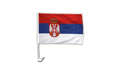 Drapeau de voiture Serbie avec blason - 30 x 40 cm