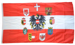 Drapeau Autriche avec des blasons des 9 länder