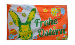 Drapeau Frohe Ostern orange lapin de Pâques