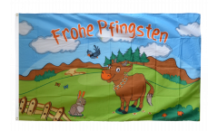 Drapeau Frohe Pfingsten avec vache