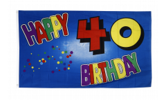Drapeau Happy Birthday 40 bleu