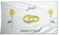 Drapeau Just Married roses