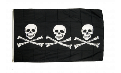 Drapeau Pirate 3 x Skulls