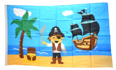 Drapeau Pirate Île avec trésor