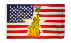 Drapeau USA Etats-Unis Statue de la Liberté Cannabis