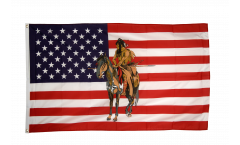 Drapeau USA Etats-Unis Indien avec cheval