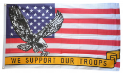 Drapeau USA Etats-Unis avec aigle We support our troops