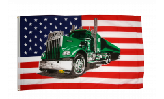Drapeau USA Etats-Unis avec Camion vert