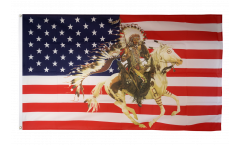 Drapeau USA Etats-Unis chef Indien et cheval