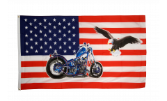 Drapeau USA Etats-Unis avec motocycle