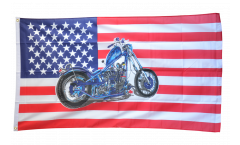 Drapeau USA Etats-Unis avec motocycle sans aigle