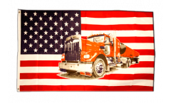 Drapeau USA Etats-Unis avec Camion rouge