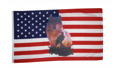 Drapeau USA Etats-Unis Loup avec aigle
