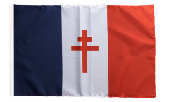 Drapeau France libre 1940-43 - Croix de Lorraine avec ourlet