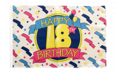 Drapeau Happy Birthday 18 avec ourlet