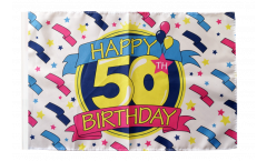 Drapeau Happy Birthday 50 avec ourlet