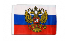 Drapeau Russie avec blason avec ourlet