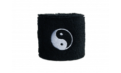 Serre-poignet / bracelet éponge tennis Ying et Yang noir - 7 x 8 cm